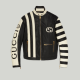Goat leather biker jacket with Gucci script